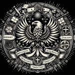 Create an image in a style different from the previous ones that represents the meaning of the name concept ‘Robson’, symbolizing strength, tradition,