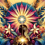 Create an image in a style different from the previous ones that represents the meaning of the name concept ‘Tayná’, meaning ‘morning star’ or ‘bright