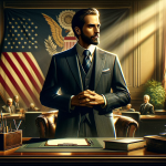 Create an image that visually represents the meaning of the name Robert. The scene should depict a strong, honorable man with leadership qualities, re