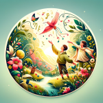 Create an image that visually represents the meaning of the name Thalita. The scene should depict a youthful, caring individual embodying the qualitie
