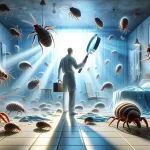Imagine a symbolic and vivid scene where a person is standing in a brightly lit, clean room, symbolizing a space of clarity and renewal. The person is
