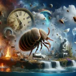 This image delves into the complex symbolism of dreaming about lice, portraying the themes of discomfort, cleansing, and emotional purification in a v