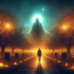 cena emotiva e serena de um encontro noturno em um ambiente suavemente iluminado por luzes difusas, talvez sob o brilho suave da lua ou