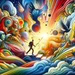 dynamic and vivid scene that captures the essence of dreaming about gunfire, portraying a symbolic journey through confrontation, fear, an