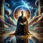 image that visually represents the meaning of the name Daniel. The scene should depict a wise, faithful individual embodying the qualities o