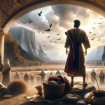 image that visually represents the meaning of the name Josué. The scene should depict a strong, faithful individual embodying the qualities