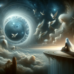 image to represent the theme ‘Dream Revelations The Profound Meaning of Dreaming about White Hair’. The image should depict a surreal, drea