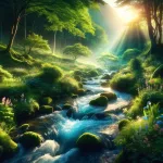 tranquil and purifying essence of dreaming about clear water, set within a serene and pristine natural landscape. The focal po