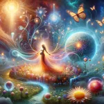 vividly encapsulates the profound symbolism and emotional depth of dreaming about pregnancy, set in a surreal, nurturing environment that v