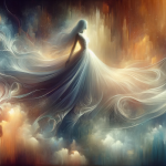 A beautiful and symbolic depiction of dreaming about a long dress, reflecting the themes of femininity, elegance, and transformation. The image portra