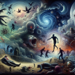 A dreamlike, eerie image that visualizes the concept of ‘Exploring the Subconscious The Meaning of Dreaming about Zombies’. The scene is set in a sur