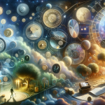 A dreamlike, insightful image that visualizes the concept of ‘Unraveling Dreams The Meaning of Finding Coins’. The scene is set in a surreal, metapho