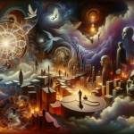A dreamlike, profound image that visualizes the concept of ‘The Deep Meaning of Dreams about Death Understanding Loss in Dreams’. The scene is set in