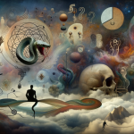 A dreamlike, symbolic image that visualizes the concept of ‘Unraveling Dreams The Snake in the Bed and Its Hidden Meanings’. The scene is set in a su