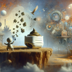 A metaphorical and introspective image representing the concept of dreaming about a baby’s diaper with feces. The scene should depict a symbolic repre