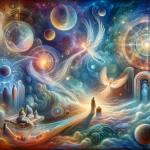 A mystical and profound representation of the spiritual meaning of dreaming about the same person repeatedly, from a Spiritist perspective. The scene