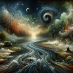 A powerful and symbolic representation of dreaming about a dirty river, capturing the themes of emotional turmoil and the need for purification. The i