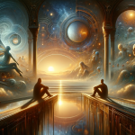 A reflective and emotional image representing the concept of dreaming about reconciling with an ex-partner. The scene should depict a metaphorical rep