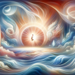A serene and symbolic image representing the concept of dreaming about the birth of a baby. The scene is set in a peaceful, dreamlike landscape that e