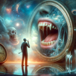 A surreal and symbolic representation of the concept of dreaming about losing teeth, as described in the article ‘Decifrando o Mistério dos Sonhos A