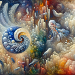 A symbolic and abstract representation of the concept of dreaming about larvae emerging from the body, avoiding any graphic or disturbing imagery. The