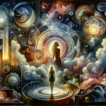A thoughtful and symbolic representation of the psychological meaning of dreaming about a blonde woman. The scene is set in a mysterious, dreamlike en