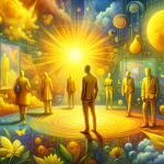 A vibrant and insightful representation of the concept ‘Meaning of Dreaming about Yellow Clothing A Deep Analysis.’ The scene is set in a surreal, dr