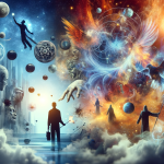 Create an image that represents the psychological analysis of dreaming about being attacked. The scene should convey a sense of vulnerability, fear, a