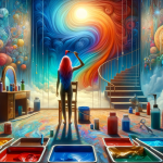 The image should depict the concept of ‘The Art of Transforming The Meaning of Dreaming about Hair Coloring’. Visualize a dreamy and imaginative scen